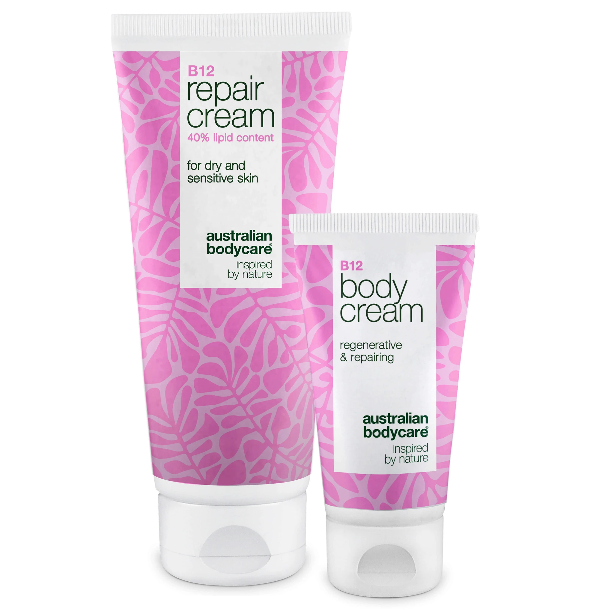 B12-cremer til tør hud med tendens til eksem og psoriasis  -  2 stk.  Fugtighedsbevarende B12-cremer, 2 stk., til pleje af tør og sensitiv hud. - B12 Cream 40% + Body Cream