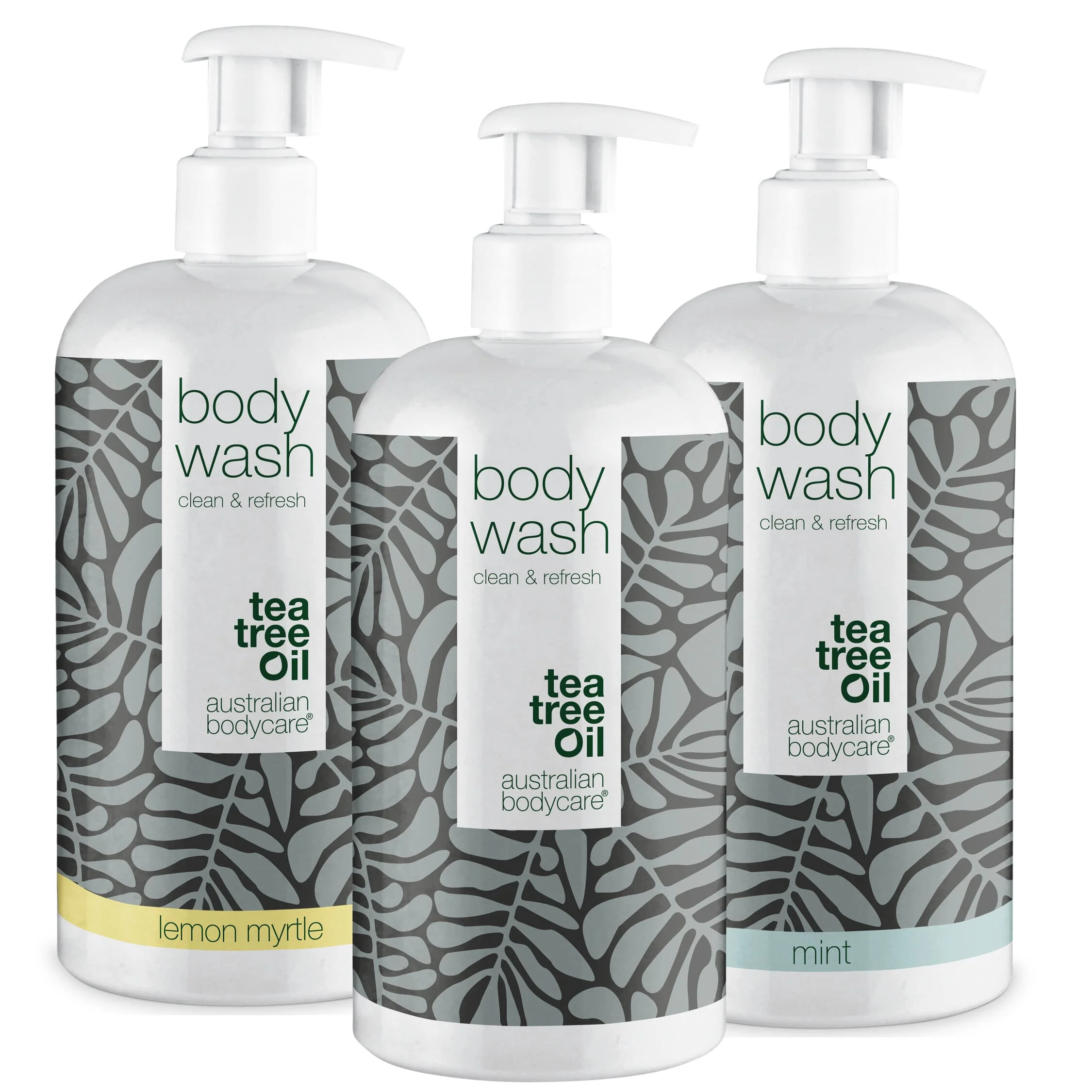 3 for 2 Body Wash 500ml - pakketilbud  Pakketilbud med 3 body wash (500 ml): Tea Tree Oil, Lemon Myrtle & Mint