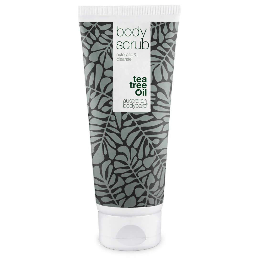 Body Scrub til bumser og uren hud på kroppen  Eksfoliering med 100% naturlig Tea Tree Oil - Også til intim brug - Lemon