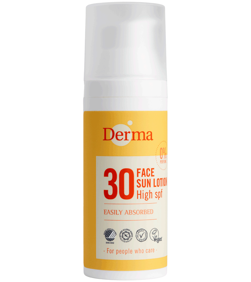 Derma Ansigtssolcreme SPF30 (50 ml) - Økologisk solcreme - Vandfast solcreme