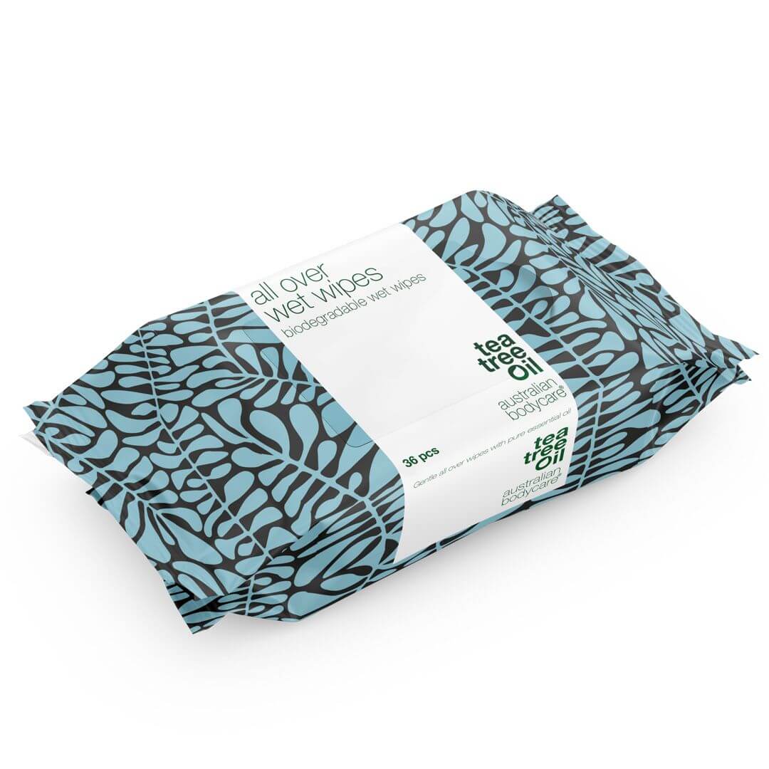 Tea Tree Oil Vådservietter (36 stk.)  Et effektivt produkt til at rense, opfriske eller rengøring af huden - 6 stk.